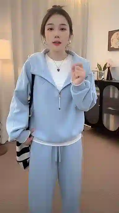 丝絮丝绸 秋季时尚小个子宽松阔腿裤两件套休闲套装 女款