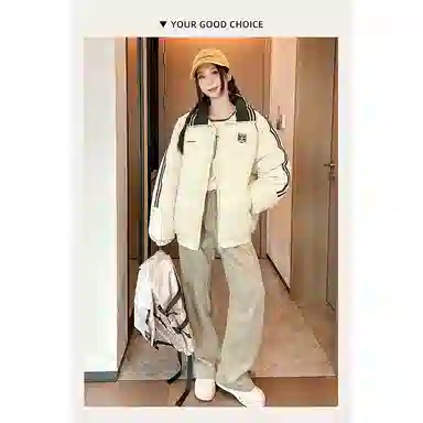 丝絮丝绸 冬季韩版百搭宽松加厚面包服小个子外套棉服 女款