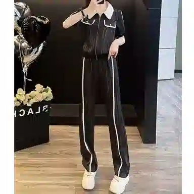 丝絮丝绸 小众时尚减龄短袖上衣简约阔腿裤休闲套装 女款
