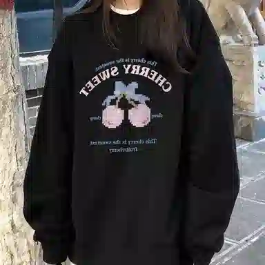 丝絮丝绸 美式复古潮流可爱舒适百搭圆领上衣 卫衣 男女同款