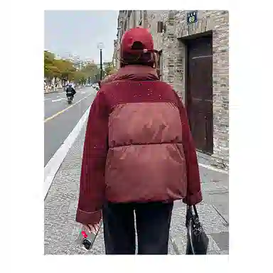 丝絮丝绸 冬季时尚韩版宽松加厚连帽面包服保暖外套棉服 女款