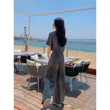 丝絮丝绸 气质高级感时尚短袖衬衫简约阔腿裤两件套休闲套装 女款