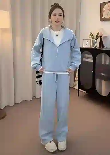 丝絮丝绸 秋季时尚小个子宽松阔腿裤两件套休闲套装 女款