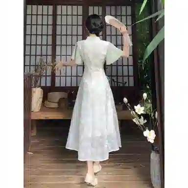 丝絮丝绸 时尚休闲简约百搭短袖连衣裙 女款