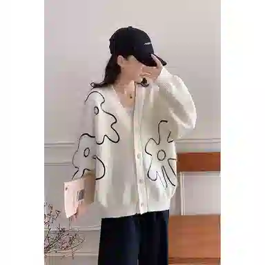 丝絮丝绸 韩版秋季宽松时尚高级感慵懒风上衣针织衫 女款