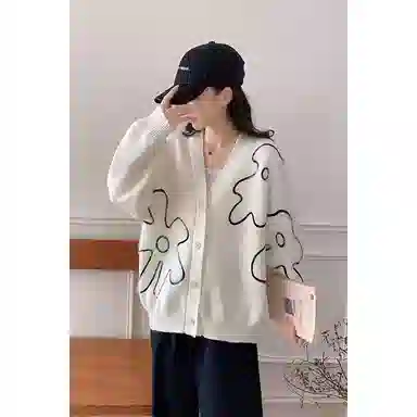 丝絮丝绸 韩版秋季宽松时尚高级感慵懒风上衣针织衫 女款