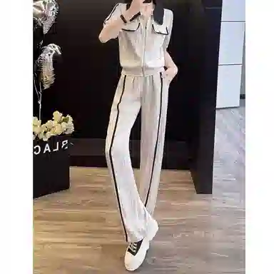 丝絮丝绸 小众时尚减龄短袖上衣简约阔腿裤休闲套装 女款