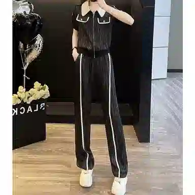 丝絮丝绸 小众时尚减龄短袖上衣简约阔腿裤休闲套装 女款