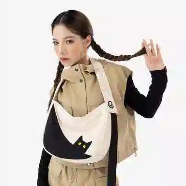 NOXXON Nylon Crossbody Bag Caramel Brown/Off-White