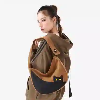 NOXXON Nylon Crossbody Bag Caramel Brown/Off-White
