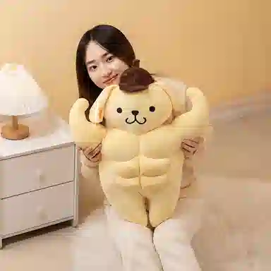 润灿 肌肉布丁狗 胸肌腹肌 玩偶 毛绒公仔