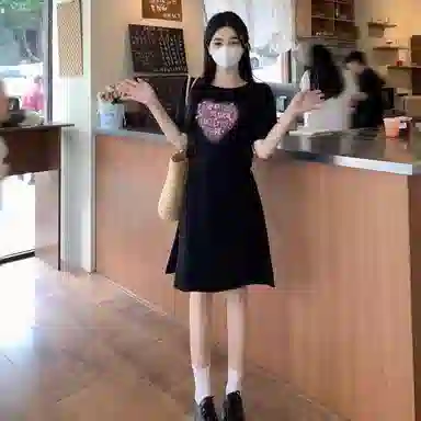 水中花 潮流舒适时尚百搭短袖连衣裙 女款