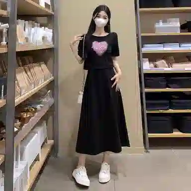 水中花 潮流舒适时尚百搭短袖连衣裙 女款