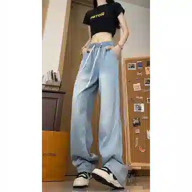 水中花 薄款宽松百搭牛仔裤 女款