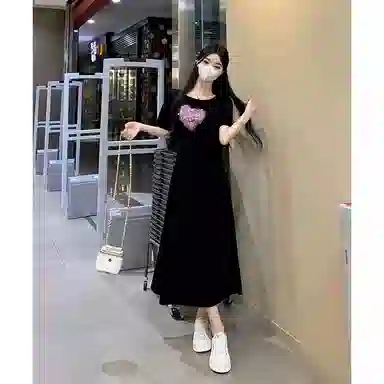 水中花 潮流舒适时尚百搭短袖连衣裙 女款