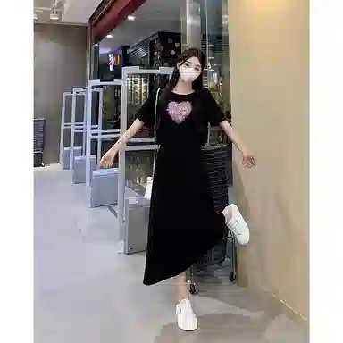 水中花 潮流舒适时尚百搭短袖连衣裙 女款