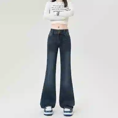 水中花 低腰显瘦微喇裤牛仔裤 女款