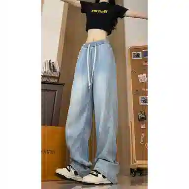 水中花 薄款宽松百搭牛仔裤 女款