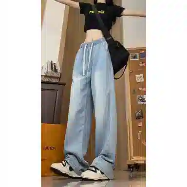 水中花 薄款宽松百搭牛仔裤 女款