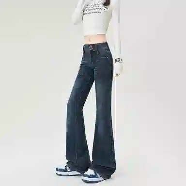 水中花 低腰显瘦微喇裤牛仔裤 女款