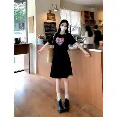 水中花 潮流舒适时尚百搭短袖连衣裙 女款