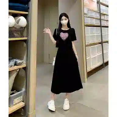 水中花 潮流舒适时尚百搭短袖连衣裙 女款