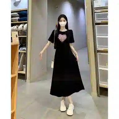 水中花 潮流舒适时尚百搭短袖连衣裙 女款