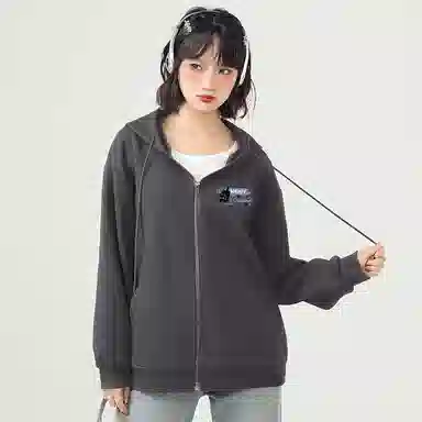 棉致 潮流个性活泼小猫涂鸦时尚百搭牛奶丝复合抗皱无性别主义宽松休闲长袖卫衣 女款