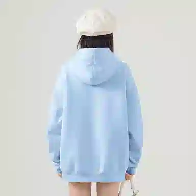 棉致 薯条小狗涂鸦潮流百搭时尚简约舒适柔软圆领套头连帽长袖卫衣 女款