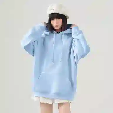 棉致 纯色简约设计感多巴胺学院风百搭休闲通勤落肩宽松柔软舒适套头连帽长袖卫衣 女款