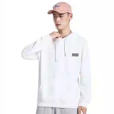 棉致 幸运标志简约基础无性别主义美式街头弹力柔软舒适抗皱挺括休闲透气套头连帽卫衣 男女同款