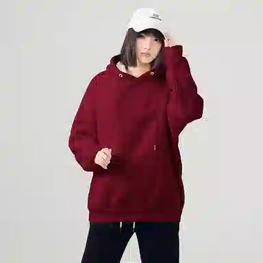 棉致 纯色显白加绒加厚款连帽宽松小众套头舒适简约长袖卫衣 女款