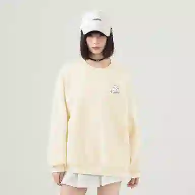 棉致 皇冠小狗狗简约柔软百搭通勤舒适弹力学院风多巴胺宽松落肩圆领长袖卫衣 女款