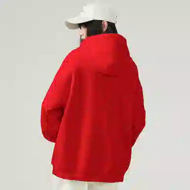 棉致 韩系简约为你跳动爱心宽松加绒舒适连帽重磅纯色百搭潮牌休闲落肩长袖卫衣 男女同款