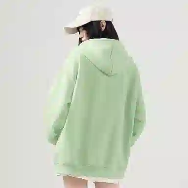 棉致 字母简约纯色牛奶丝复合抗皱无性别主义宽松落肩休闲卫衣 男女同款