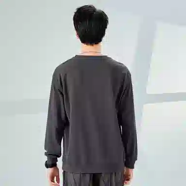 棉致 领结小猫简约纯色复古休闲柔软抗皱舒适基础百搭美式街头宽松落肩套头圆领卫衣 男女同款