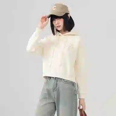 棉致 连帽短款宽松简约舒适通勤卫衣 女款