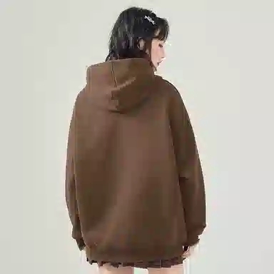 棉致 彩色线条小女孩潮流百搭简约时尚学院风柔软舒适松紧抽绳连帽长袖卫衣 女款