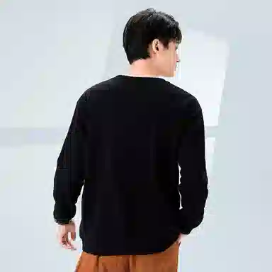 棉致 浮雕波浪简约纯色复古休闲柔软抗皱舒适基础百搭美式街头宽松落肩套头圆领卫衣 男女同款