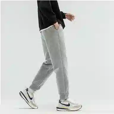 棉致 蛇年福滕简约纯色加厚羊羔绒柔软舒适宽松束脚休闲裤 男女同款