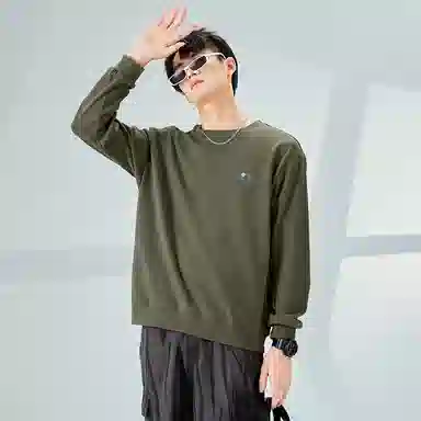 棉致 渐变山脉简约纯色复古休闲柔软抗皱舒适基础百搭美式街头宽松落肩套头圆领卫衣 男女同款