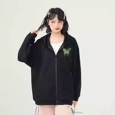 棉致 简约纯色宽松连帽长袖卫衣 女款