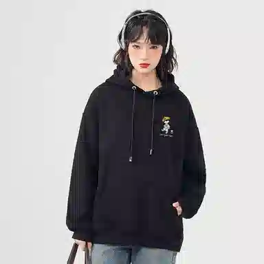 棉致 彩色线条小女孩潮流百搭简约时尚学院风柔软舒适松紧抽绳连帽长袖卫衣 女款