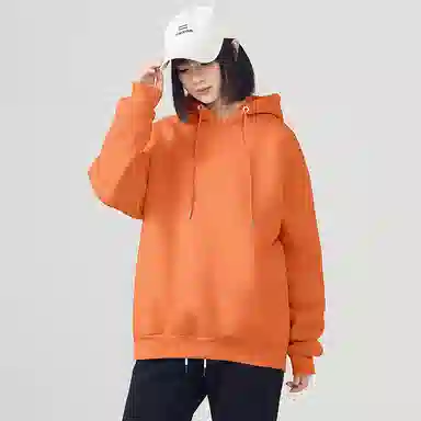 棉致 纯色显白加绒加厚款连帽宽松小众套头舒适简约长袖卫衣 女款