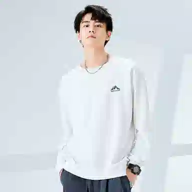 棉致 渐变山脉简约纯色复古休闲柔软抗皱舒适基础百搭美式街头宽松落肩套头圆领卫衣 男女同款