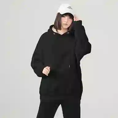 棉致 纯色显白加绒加厚款连帽宽松小众套头舒适简约长袖卫衣 女款