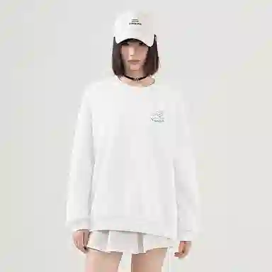 棉致 皇冠小狗狗简约柔软百搭通勤舒适弹力学院风多巴胺宽松落肩圆领长袖卫衣 女款