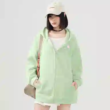 棉致 樱花字母简约纯色牛奶丝复合抗皱无性别主义宽松落肩休闲卫衣 男女同款