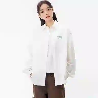 棉致 幸运眨眼笑脸纯色简约高级感正装休闲通勤内搭宽松落肩丝滑柔软长袖衬衫 男女同款