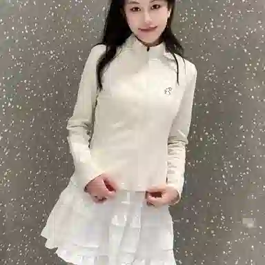 棉致 爱心白兔简约纯色修身短款细腻柔软时尚舒适学院风创意鱼骨分割线立领开衫插肩夹克 女款